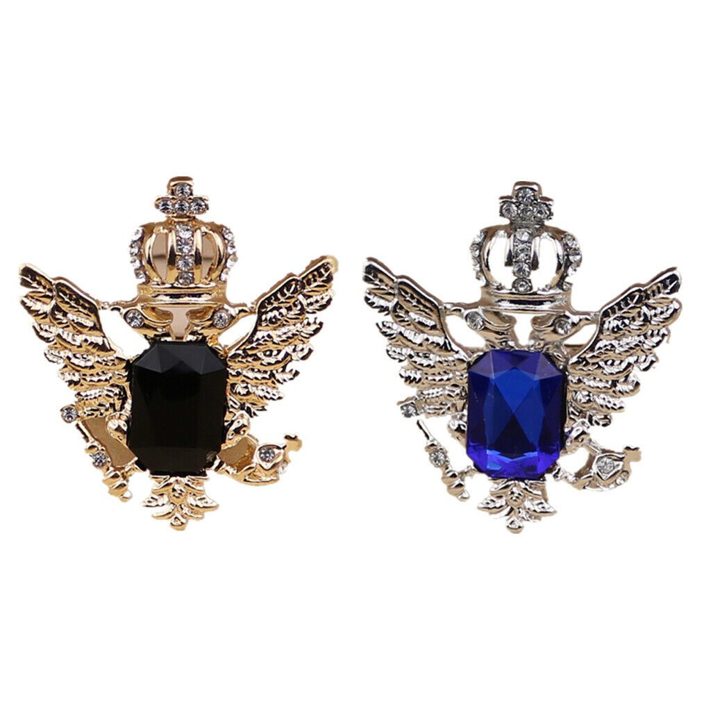 2 Pieces Crystal Crown Rhinestone Brooches Pins for Bridal Wedding Party