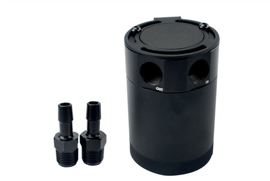 2-Port Baffled Aluminum Oil Catch Can Tank Air Separator 3/8" NPT Inlet Outlet