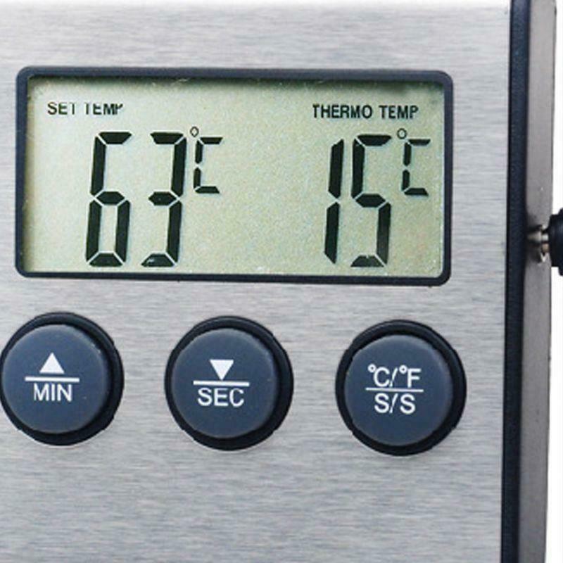 Digital Kitchen Thermometer LCD Display Long Probe Alarm for Grill Oven Food