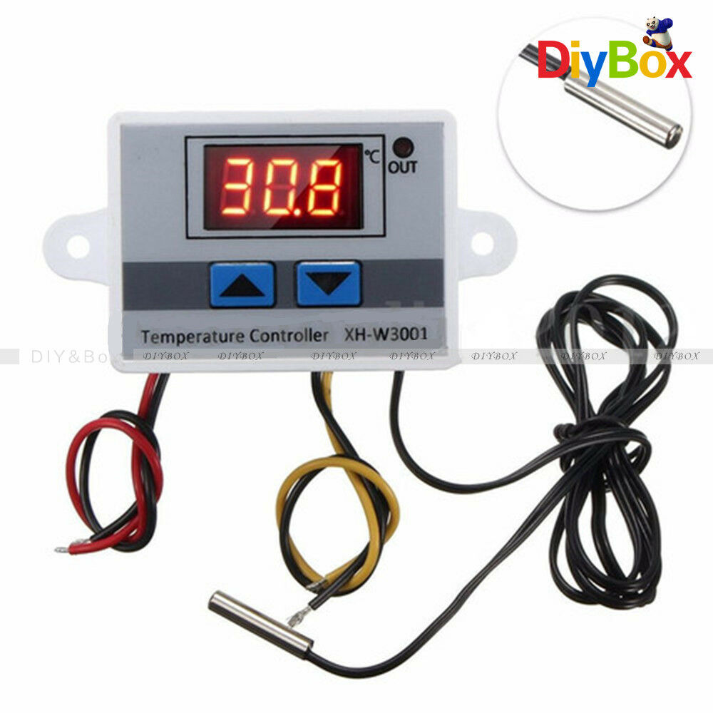 24V White Digital LED Temperature Controller 5A Thermostat Control Switch Probe