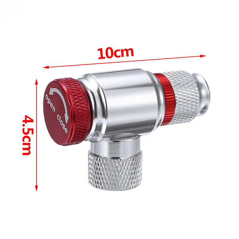 Portable Bike Bicycle Tire Air/ CO2 Inflator Pump Valve Head Presta/Schrader Red