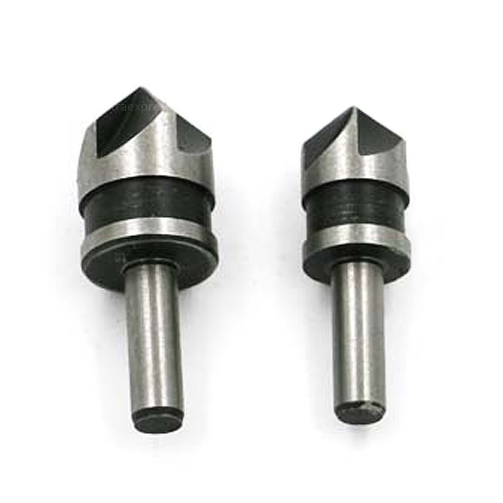 2Pcs 1/2" HSS 6.35mm Hex Shank 5 Flute Chamfer Debur Countersink Drill Bit Set