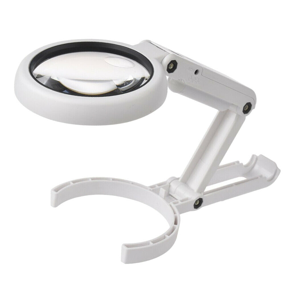 Folding 5X 10X Magnifier Illuminated Handheld Lens For