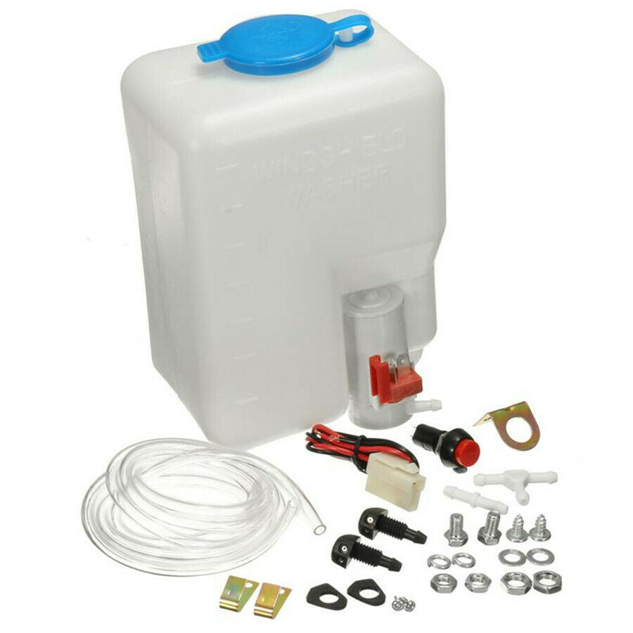 1x Universal Car SUV Pickup Windshield Washer Pump Bottle Kit Jets Sets 1.8L 12V
