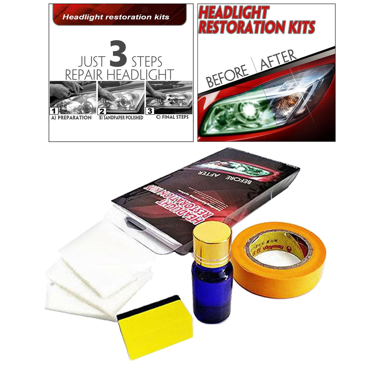 Vehicle Auto Car Headlight Restoration Kit Scratch Remover Easy to use