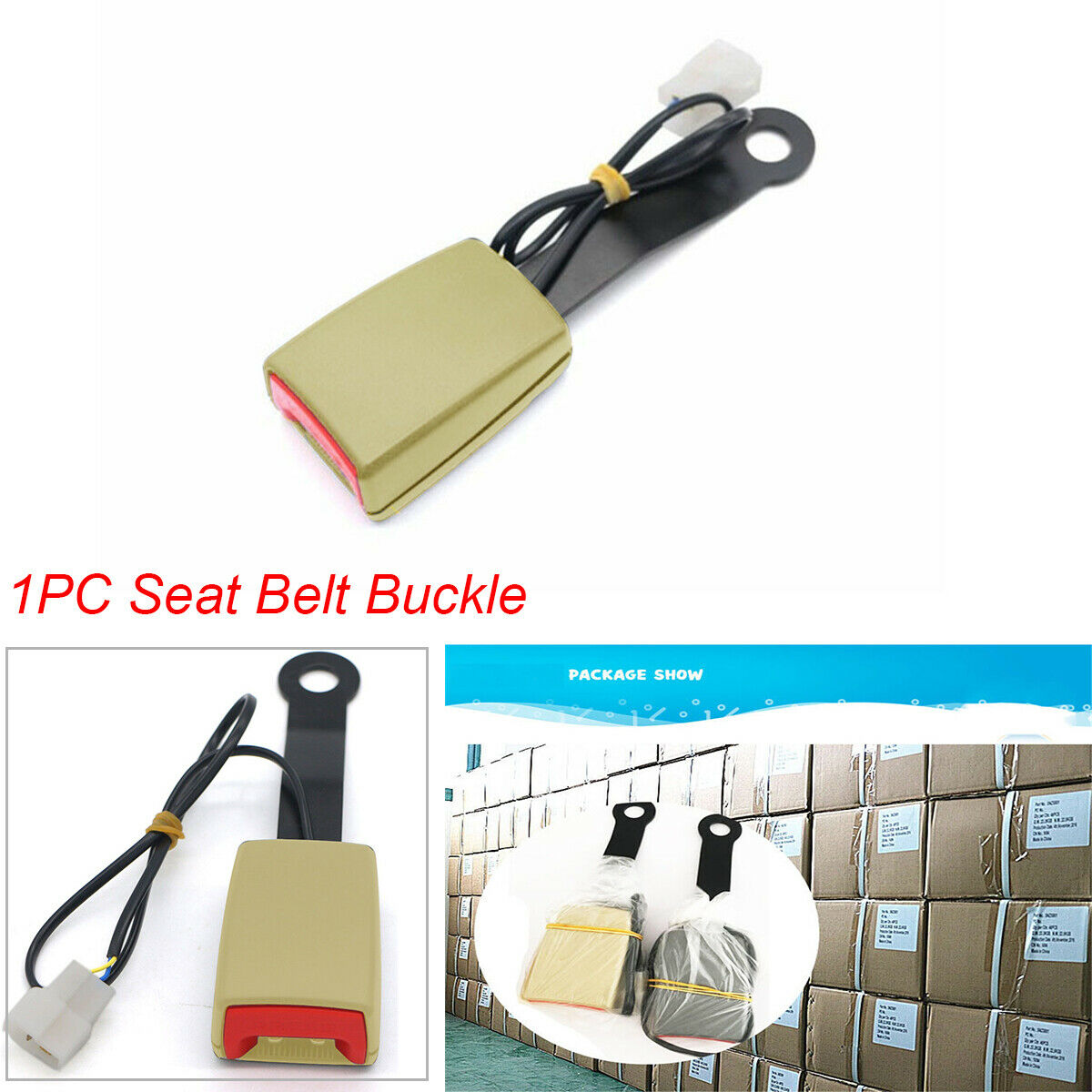 1PCS 7/8" Car Front Seat Belt Buckle Socket Plug Connector with Warning Cable
