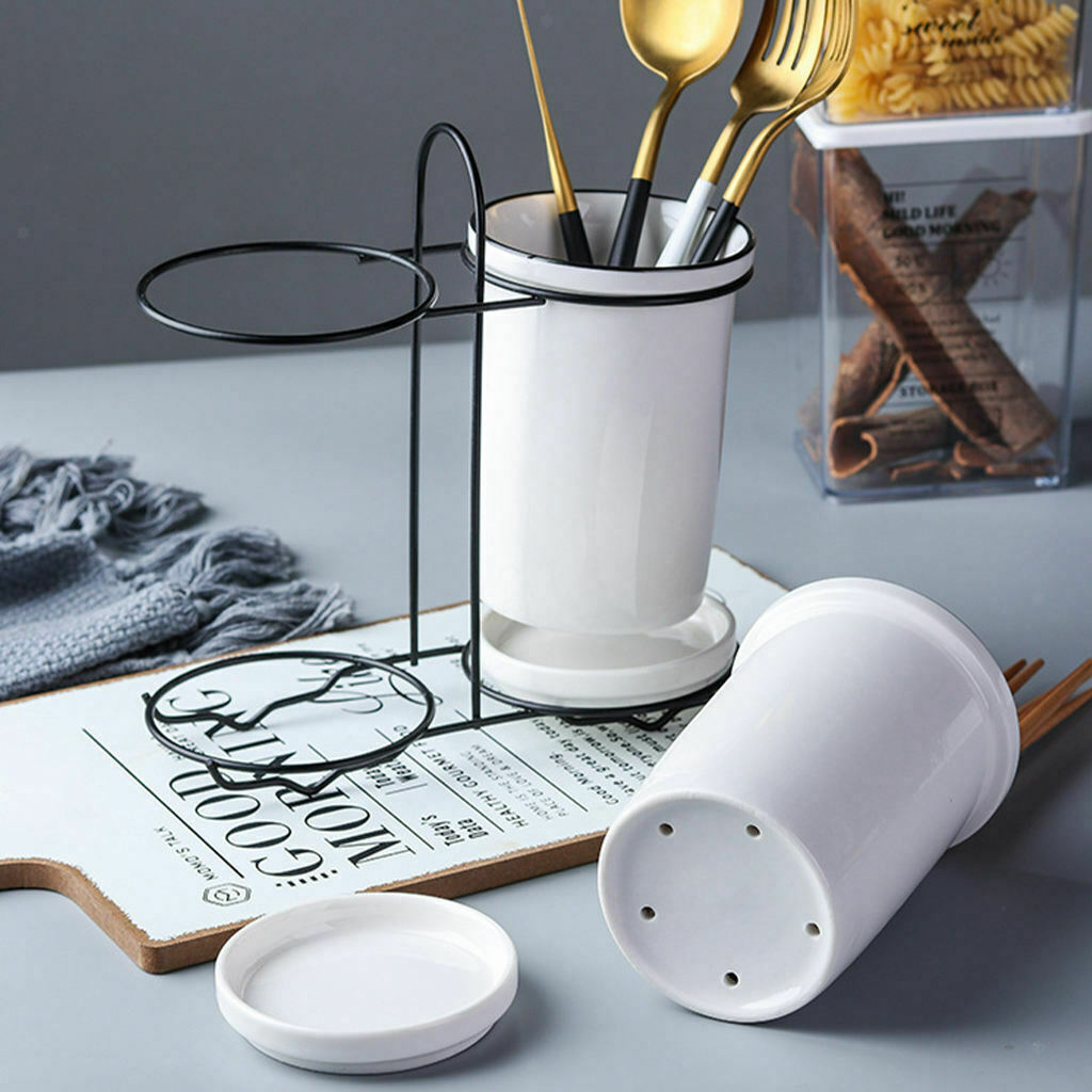 Ceramic Tableware Holder Spoons Utensil Kitchen Organizer Storage Container