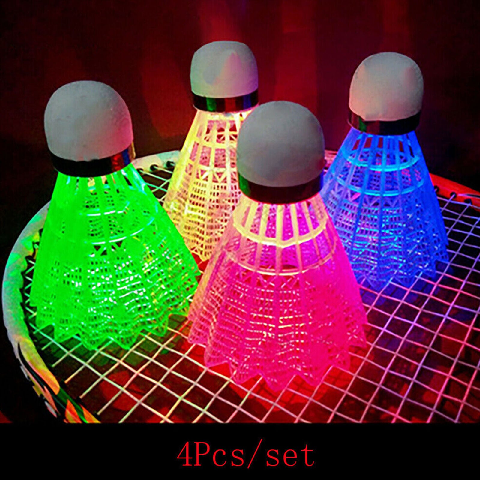 4Pcs Creative LED Light Badminton Balls Plastic Outdoor Sports Shuttlecock