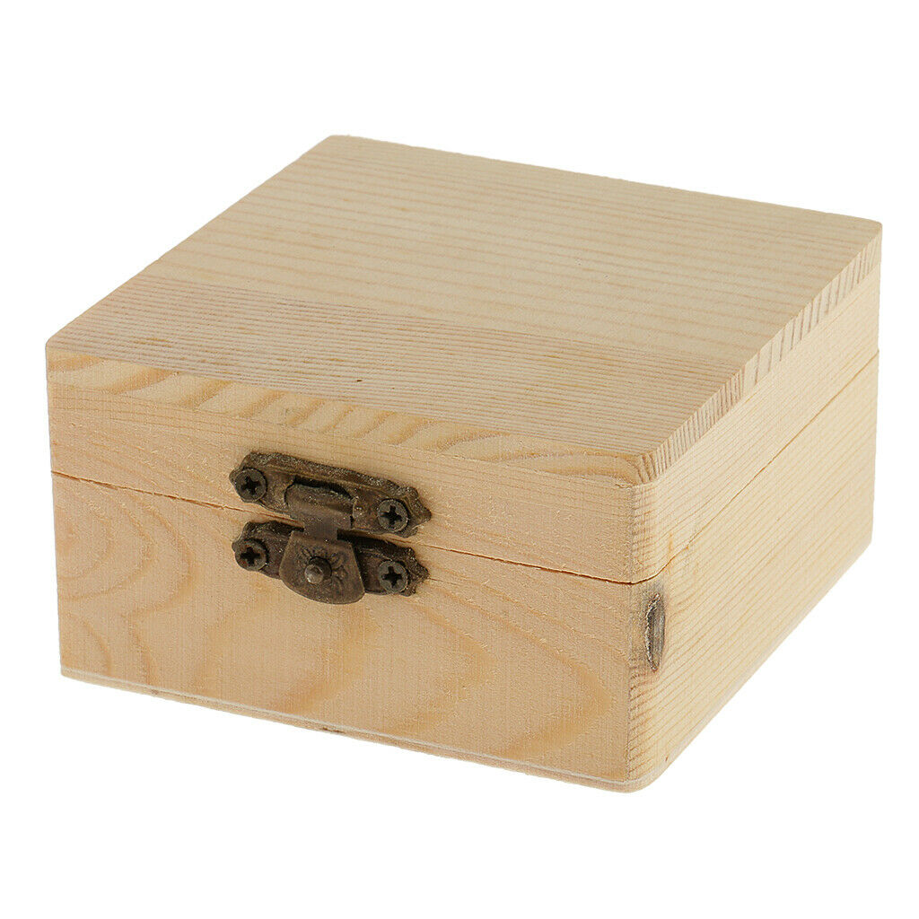 Unfinished Square Shape Wooden Jewelry Gift Box Case for DIY Painting Craft