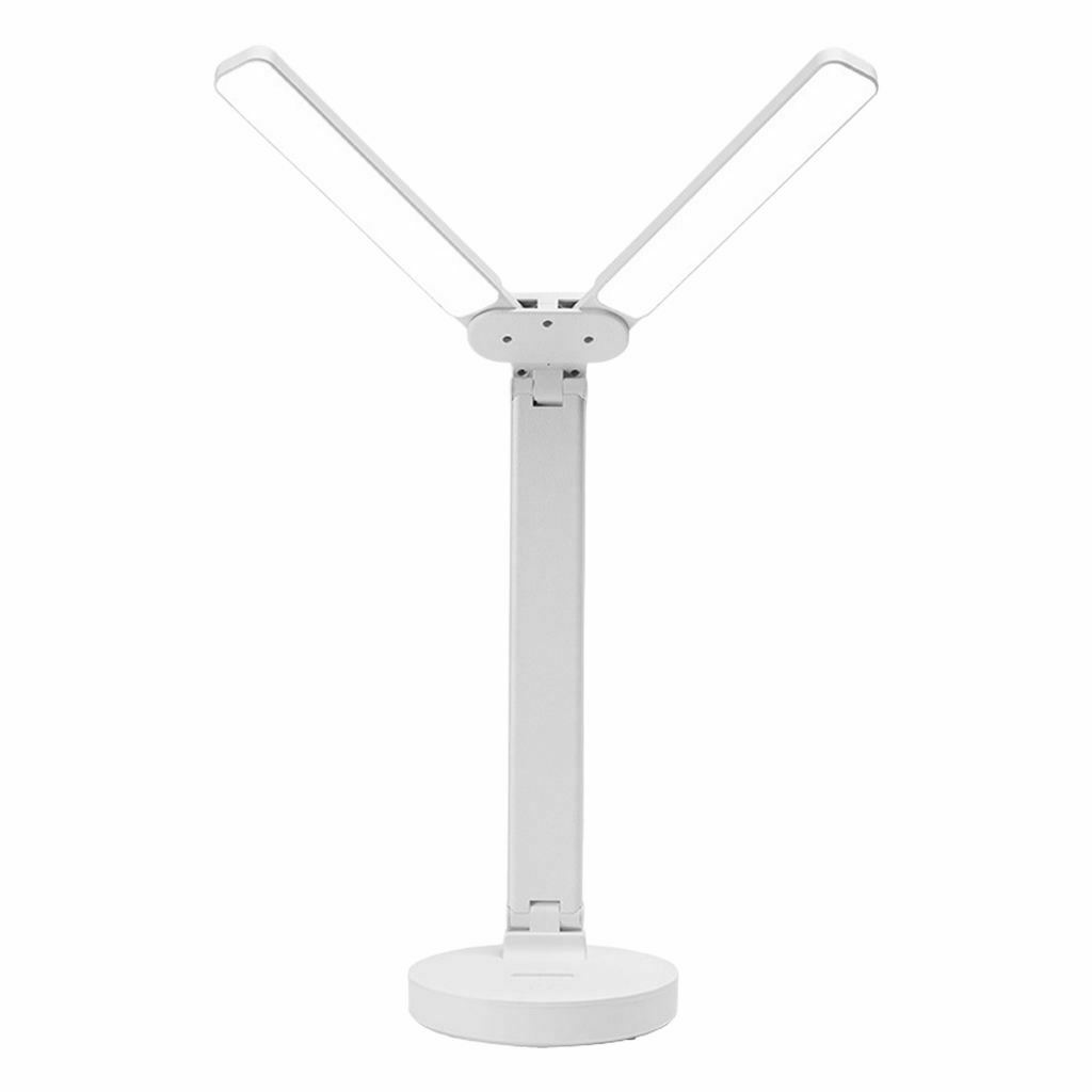 USB Charging LED Desk Lamp Dual Head Adjustable Modern 3 Mode Rechargeable