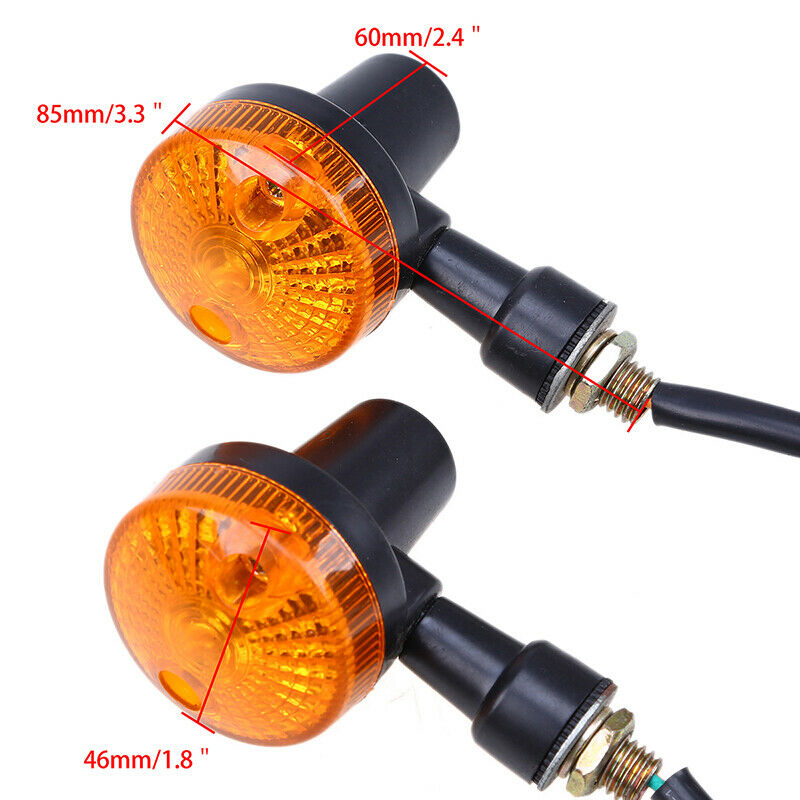 2PCS Motorcycle Turn Signal Lights Indicators Blinker Amber Lamp Universal Fit