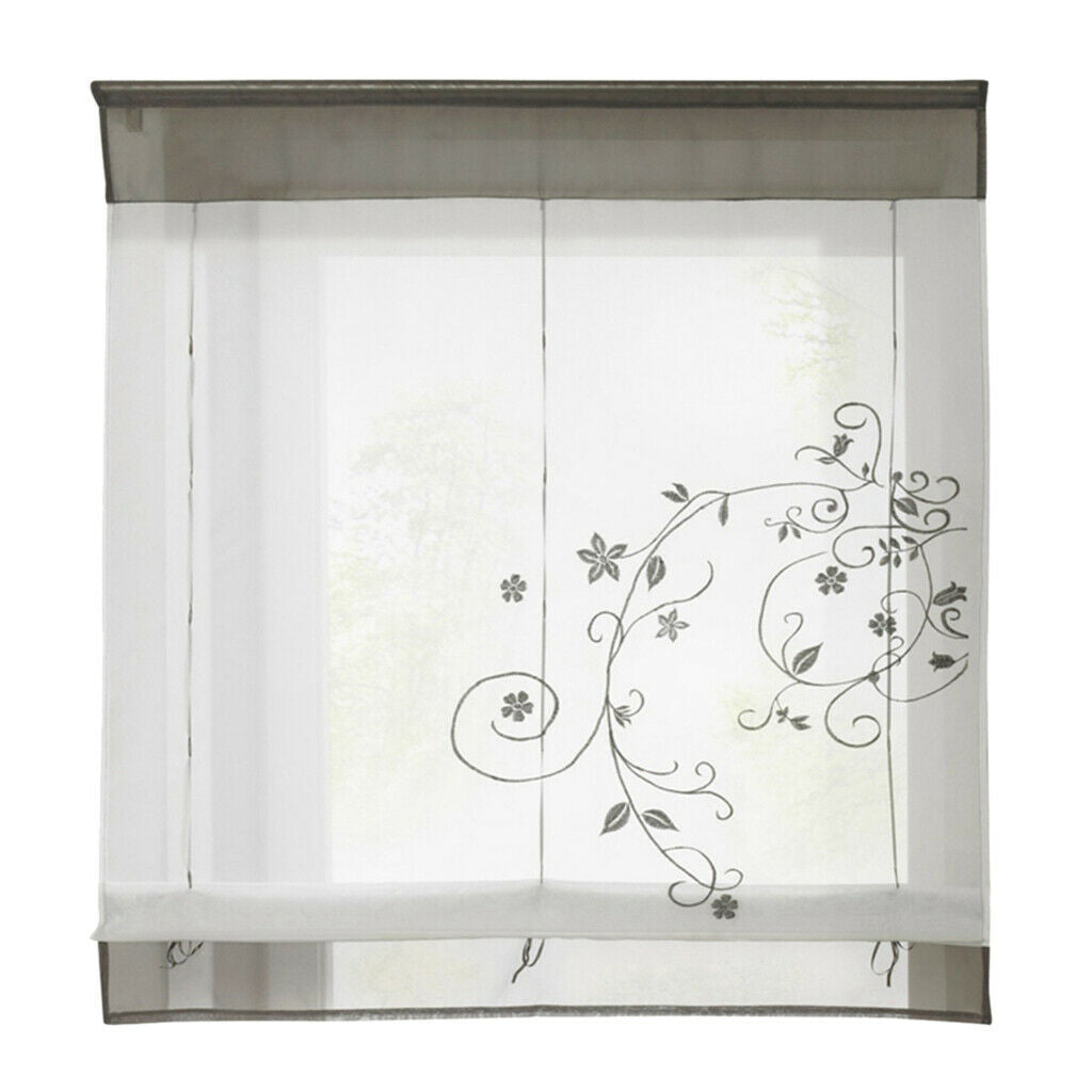 2x Roman Drape Draped Gauze Sheer Window Curtain # 1 Gray, 60x120cm