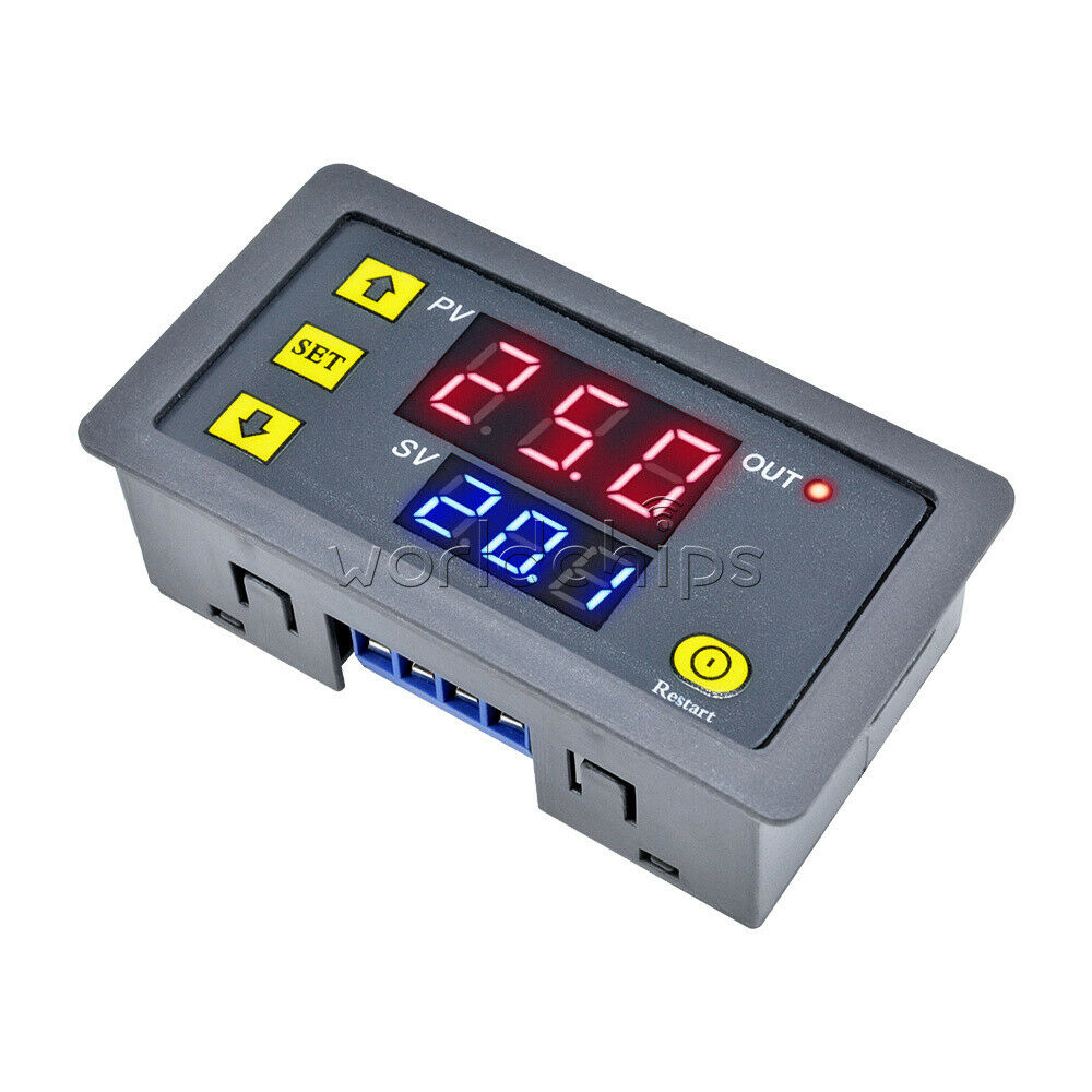 12V Timing Delay Relay Module Thermostat Digital LED Dual Display 0-999 hours