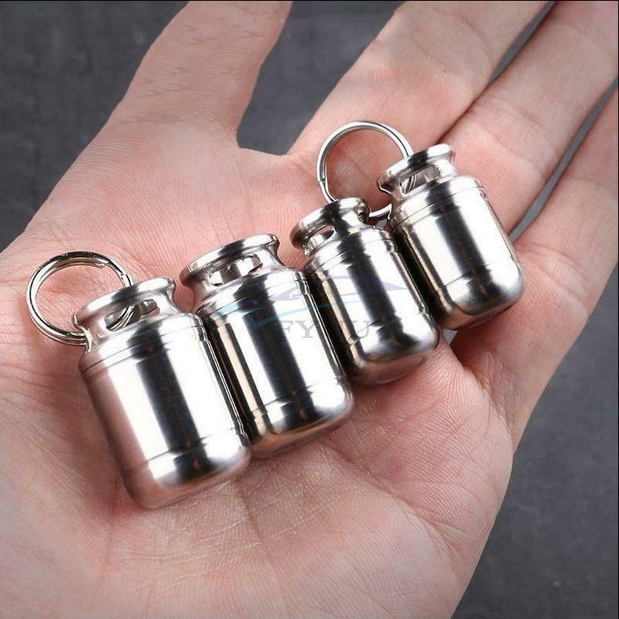 1 Piece Titanium Alloy Waterproof Pill Seal Case For Camping Survival Positions