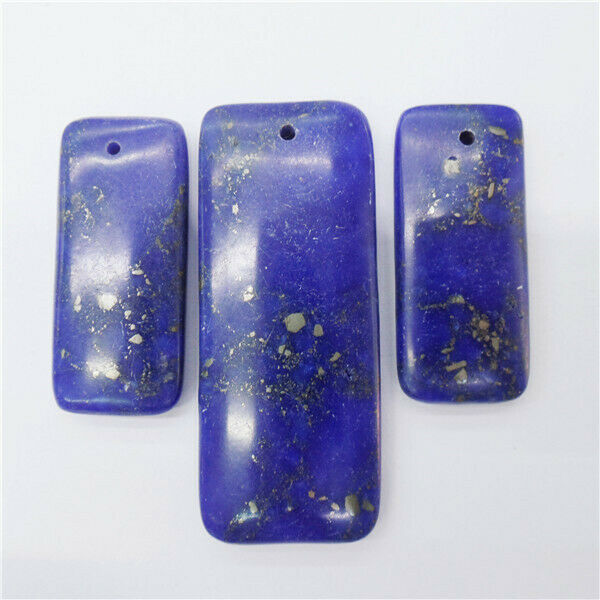 3Pcs/Set Blue Lapis Lazuli Sea Sediment Jasper Oblong Pendant Bead HH8584