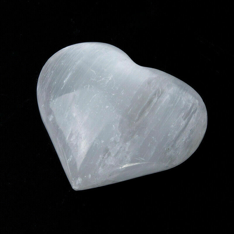 Extra Large Selenite Heart 2.3" Polished Healing Crystal Chakra Reiki Stone