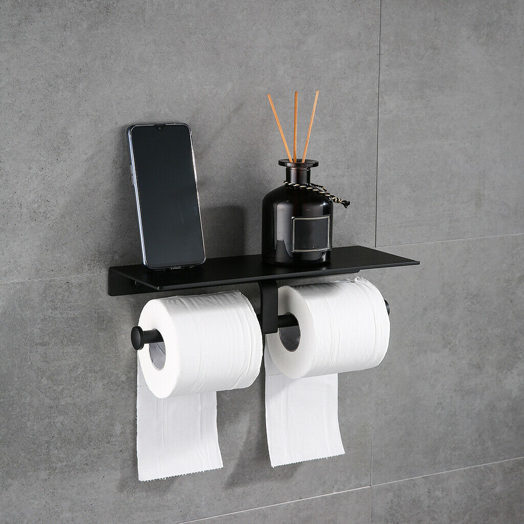 Bathroom Toilet Paper Holder Home No Drilling Double Roll Tissue Dispenser