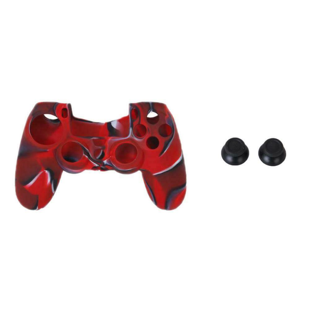 Camo Silicone Skin Cover & Pair Joystick Thumbstick for PS4 Controller