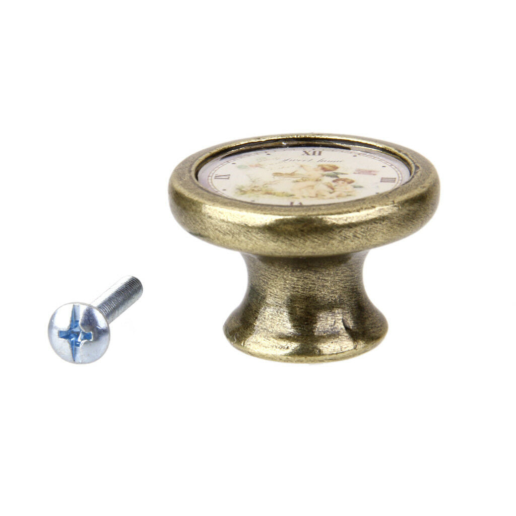 Round Cabinet Door Drawer Dresser Wardrobe Handle Pull Knob Angel Clock
