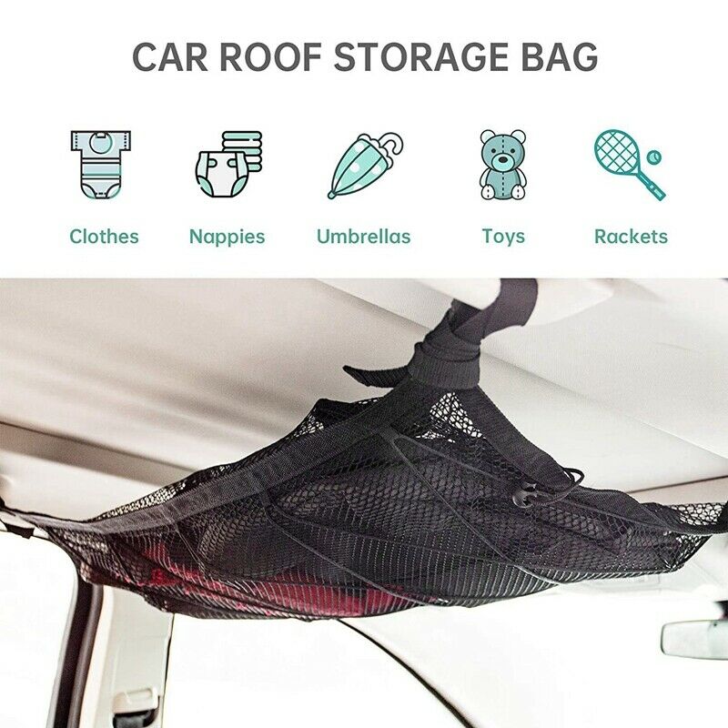 Car Ceiling Storage Net Pocket Roof Interior Cargo Net Bag Car Trunk StorageW8V7