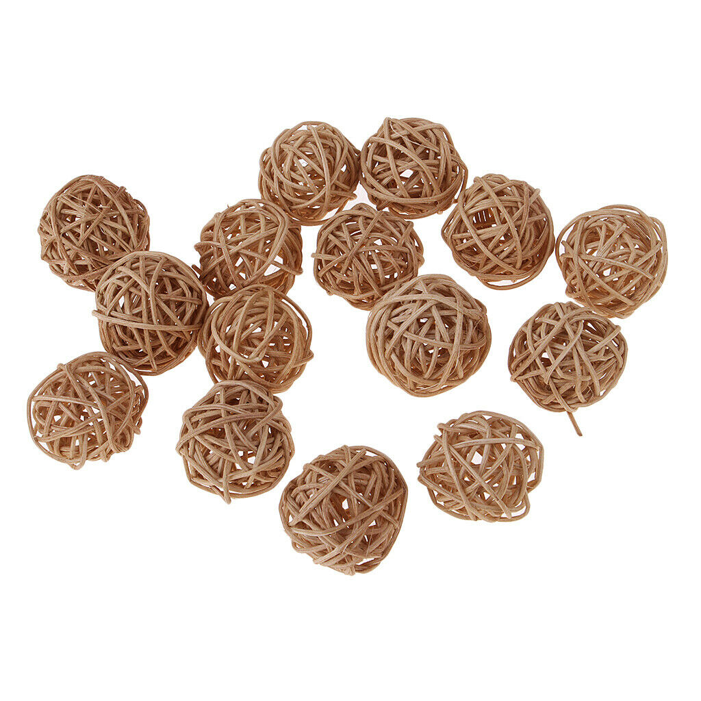 15Pcs Natural Rattan Vine Ball Twig Orbs Balls Wicker Balls for Pets Cats Toys