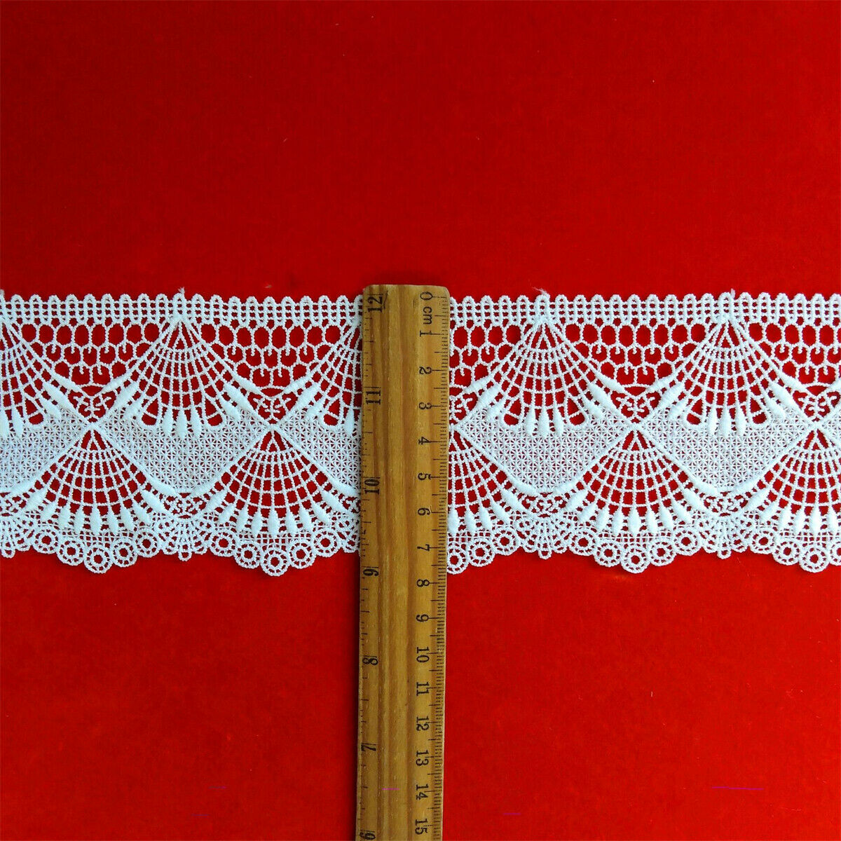 1Yd White 8cm Lace Trim Ribbon Fabric Crochet Applique Embroidered Sewing Craft