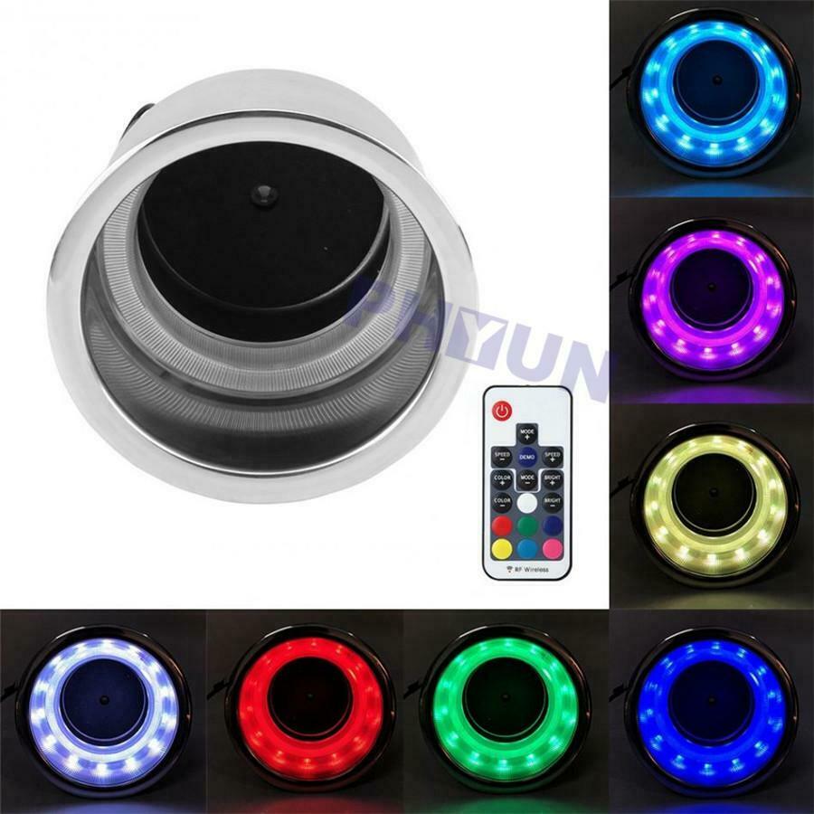 1 Pc Recessed Stainless Steel Cup Holder with RGB Remote Control LED Decor Light