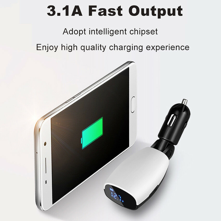 Dual USB Digital Car Charger Adapter 3.1A Digital LED Display Smart Auto Charger