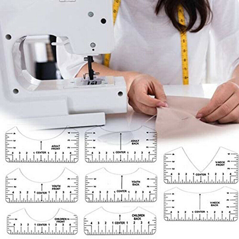 8 Pcs T-shirt Ruler Guide V Neck Alignment Tool To Center Designs MeasuremenFCA