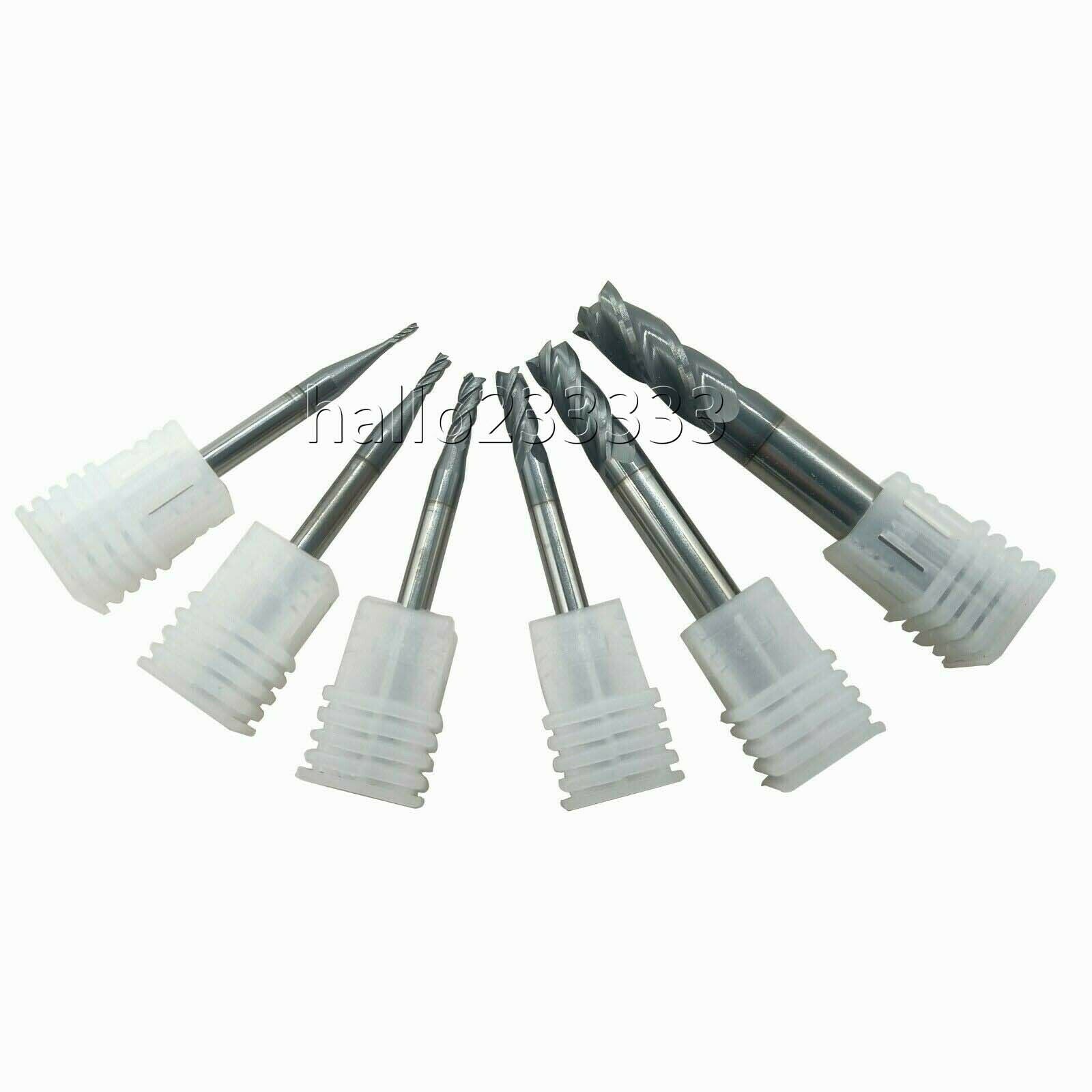 7Pcs HRC60 4 Flutes Tungsten Carbide End Mill Set Milling Cutter Tool 1mm-8mm