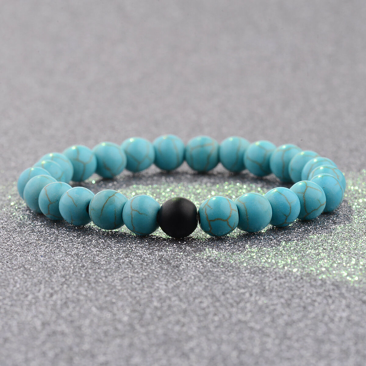 Couple His&Hers Distance Bracelets Lava Bead Turquoise Matching YinYang Jewelry