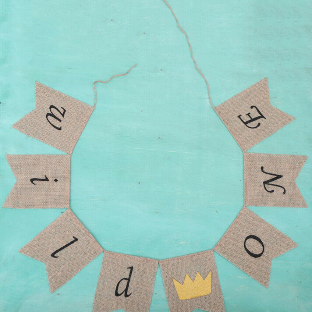 Shabby Chic Wild One Crown Printed Burlap Banner Garland Baby Shower 1st