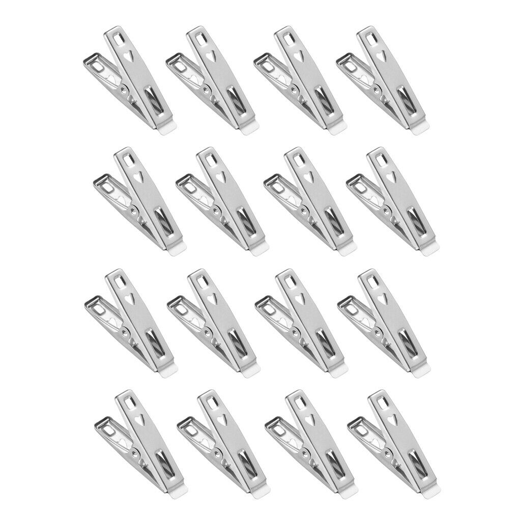 16Pcs Stainless Steel Clothespin Paper Clips Metal Laundry Pegs Photo clips