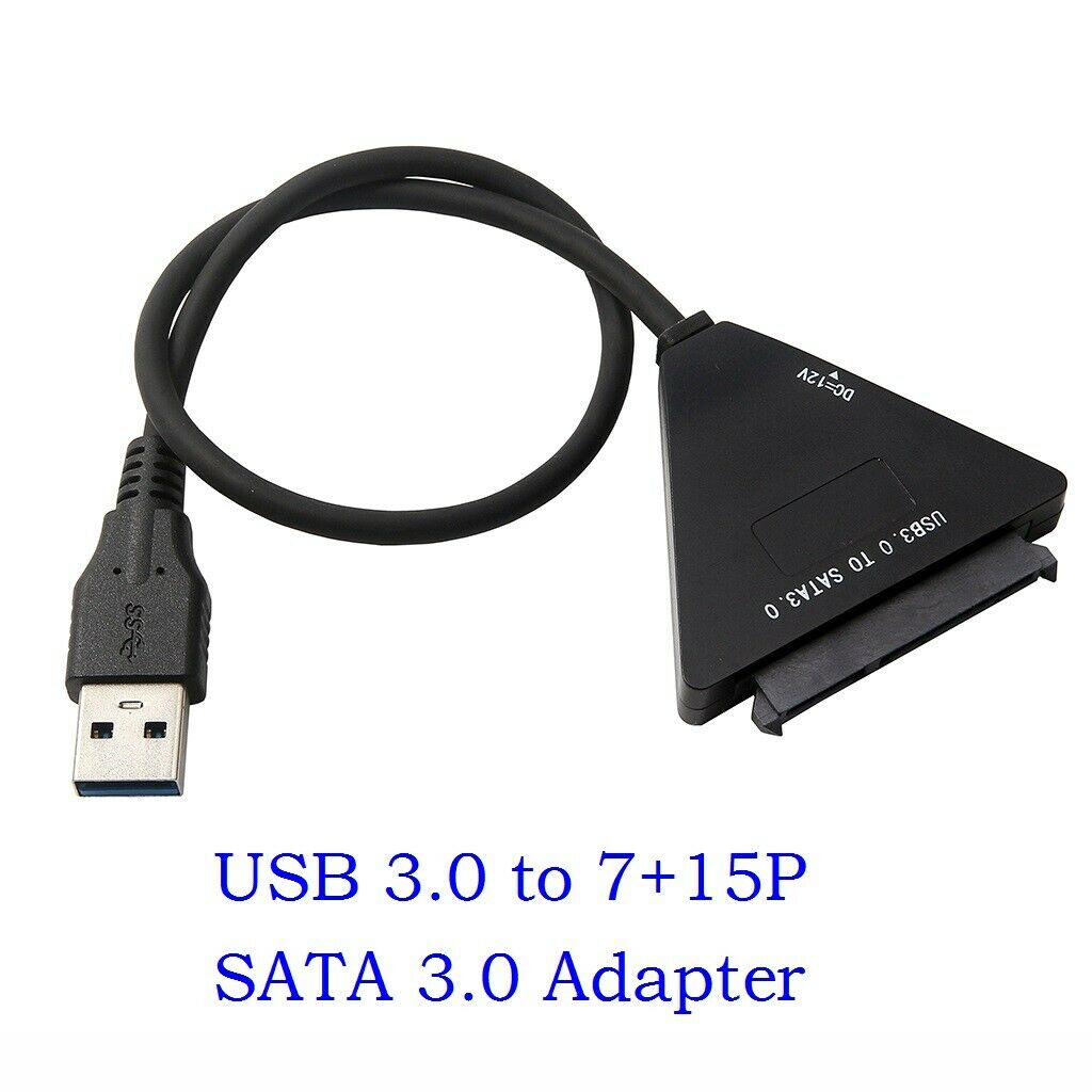 USB3.0 to 7+15Pin SATA 3.0 Adapter Cable 12V DC For 2.5" 3.5" HDD SSD Hard Disk