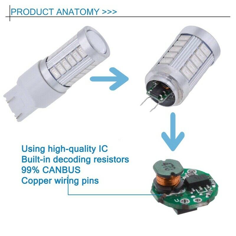 7443, T20 Led Bulbs Red 900 Lumens Super Bright Turn Signals Light Brake Stop K6