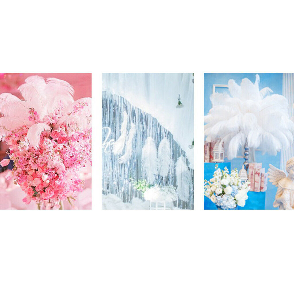 6pcs White Ostrich Feather DIY Headdress Wedding Venue Decoration 25-30cm