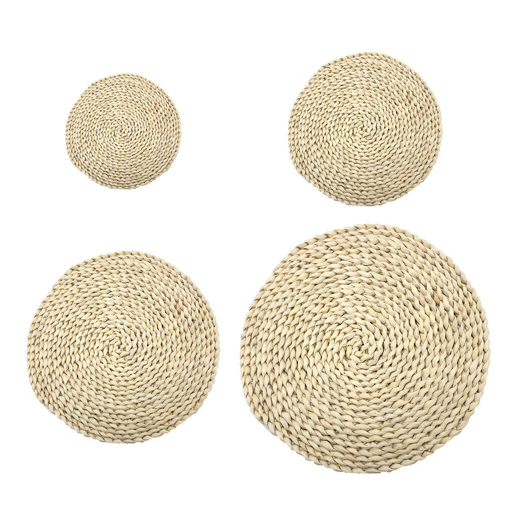 Woven Placemats Kit Corn Hulls Round Braided Rattan Tablemats Eco-Friendly