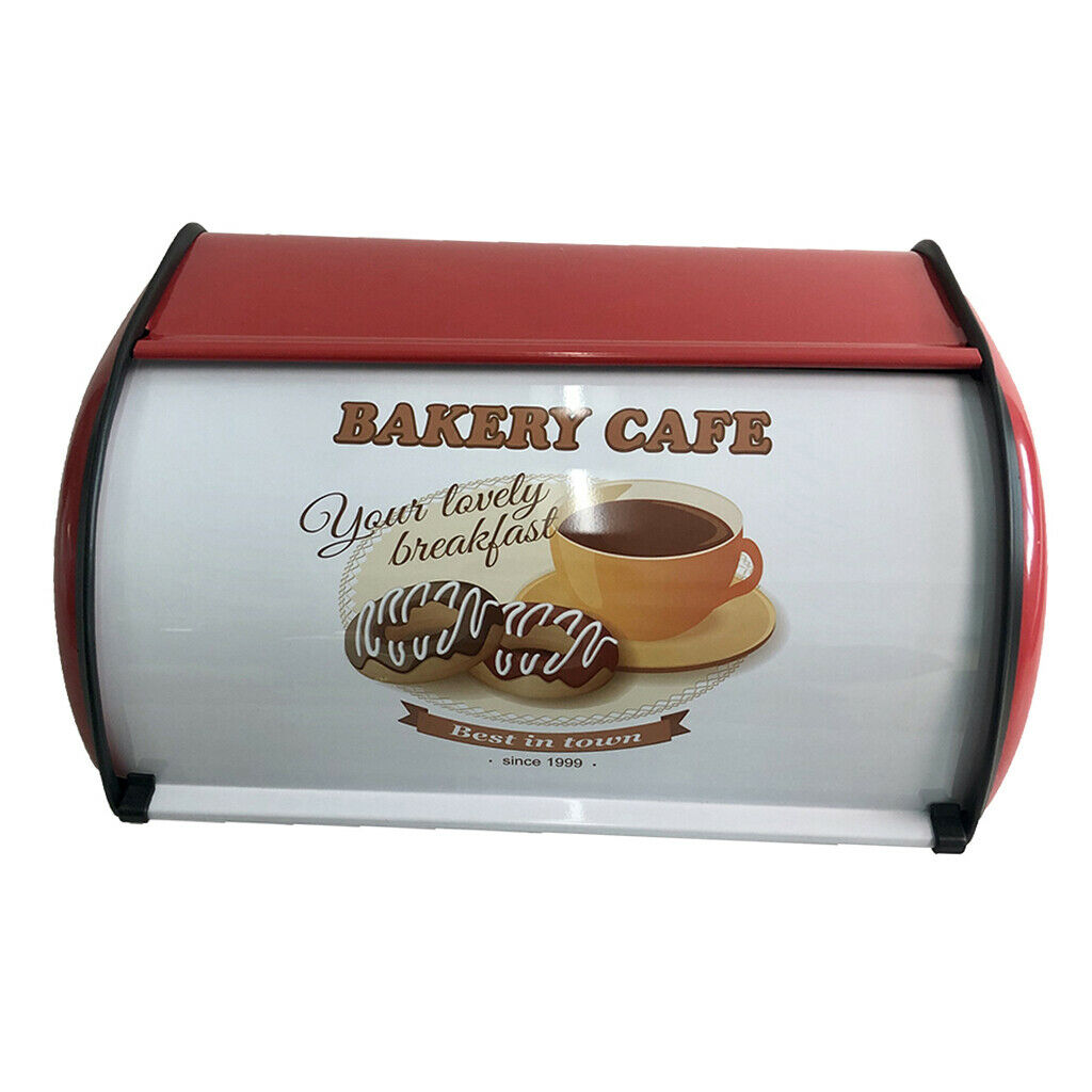 Metal Bread Box Rolltop Design Dry Food Container for The Kitchen 34.5 X 23 X