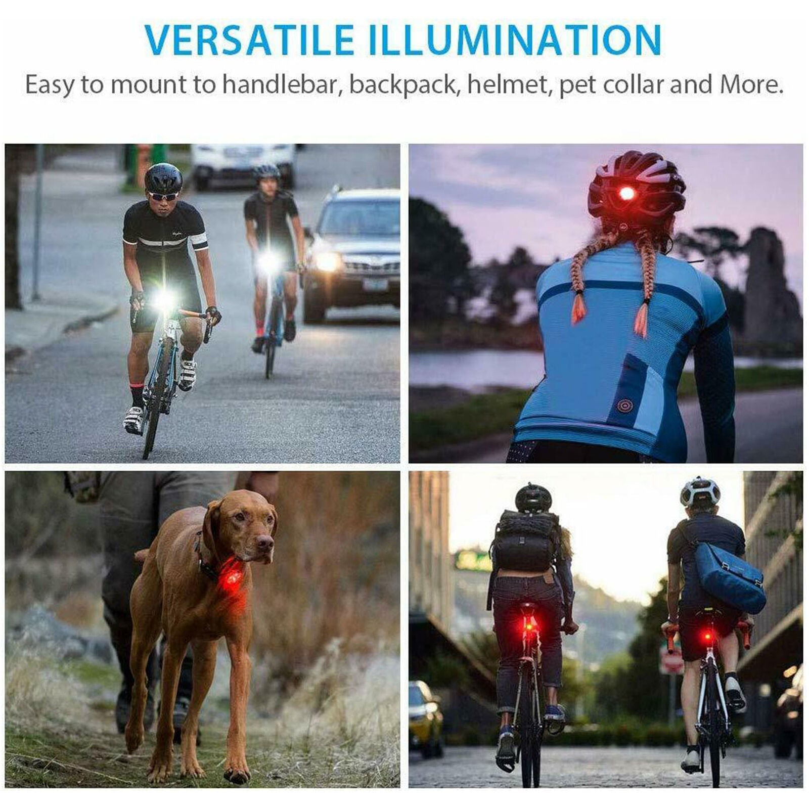 2 PCS LED Bicycle Cycling Tail Light USB Rechargeable Bike Rear Warning Light