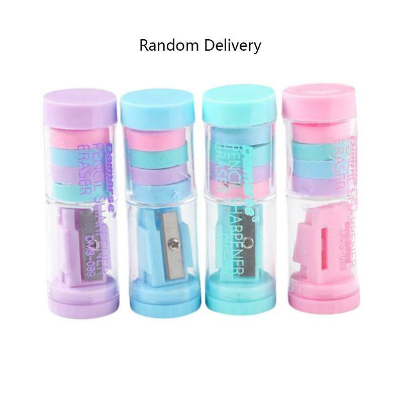 5 Pack 2-in-1 Pencil Sharpener with 4 pcs Mini Colorful Eraser for Class Rewards