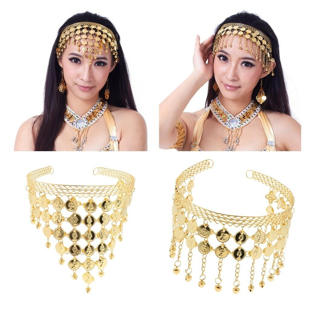 2x Fashion Belly Dance Headwear Coins Head Belly Dance Accessories Headdress