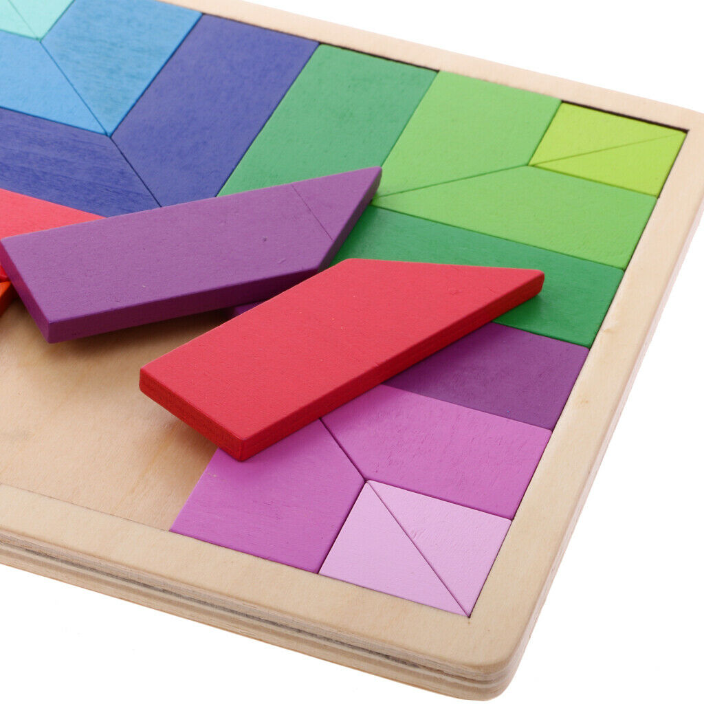 Children Colorful Wooden Puzzle Tangram Brain Teaser Game Children's Toys # 1