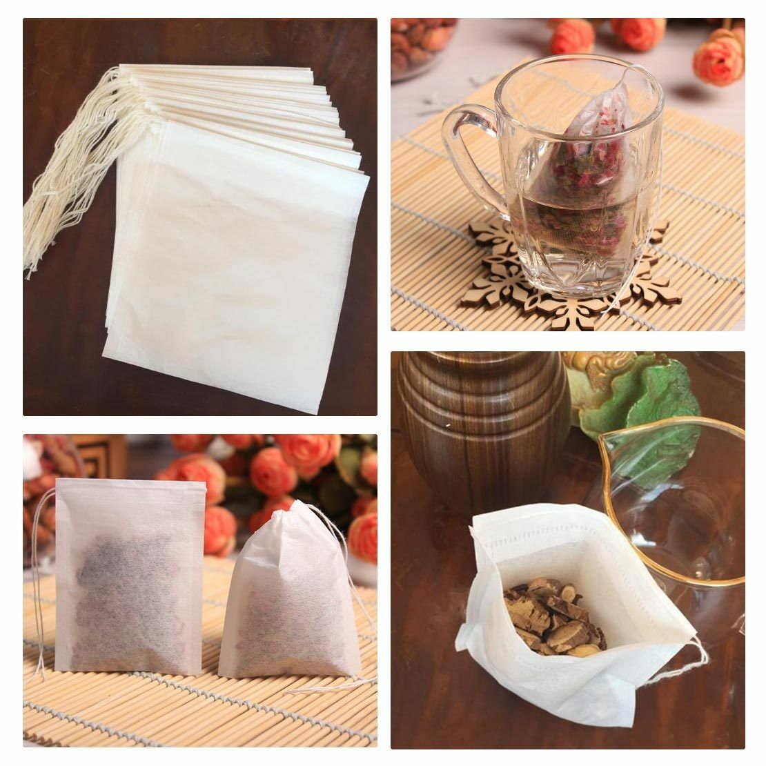 100x White Cotton Muslin Drawstring Reusable Bags Packing Bath Soap Herbs Tea
