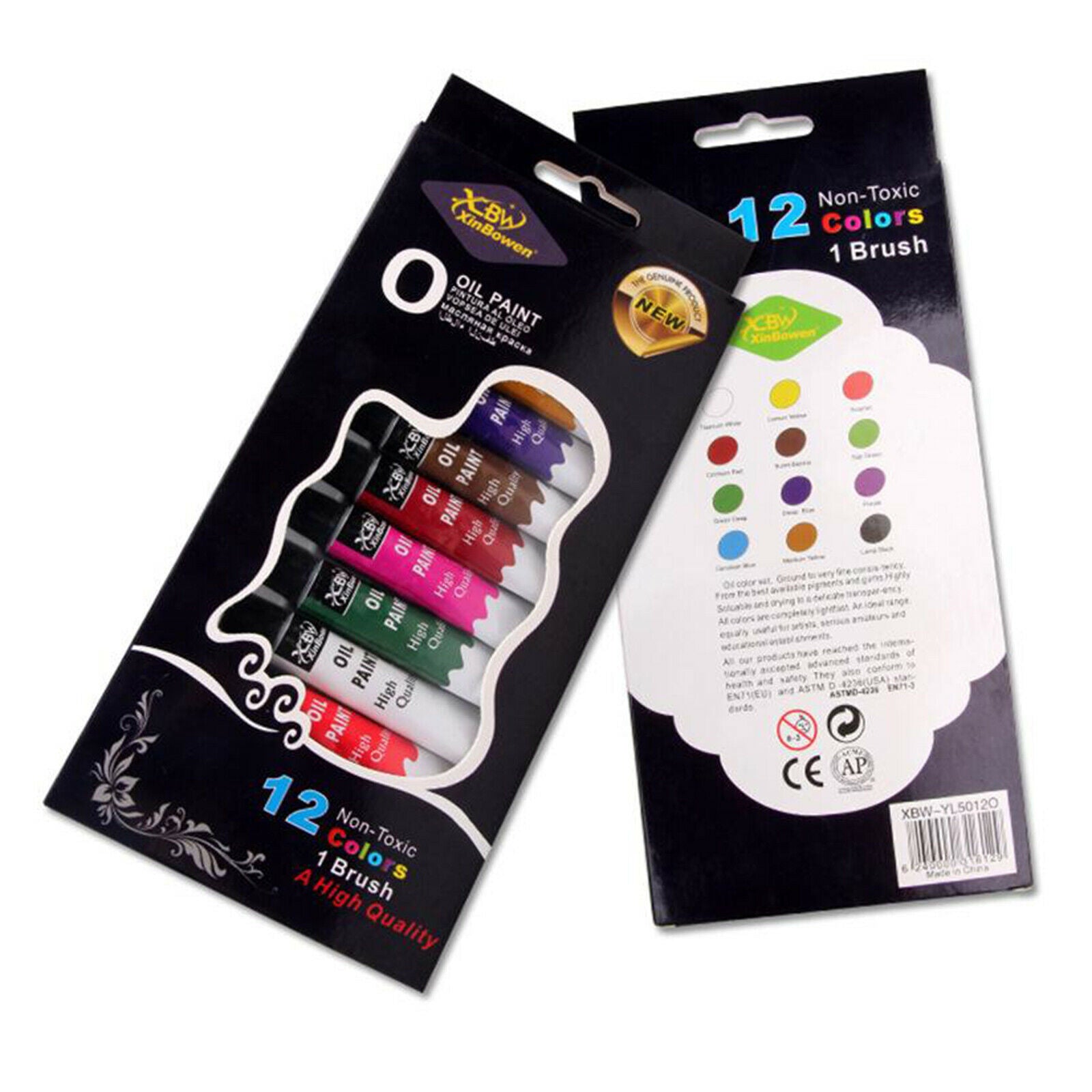 Oil Paints Tubes Set Artists Beginners Paint Pigment Rich Vivid Canvas Brush