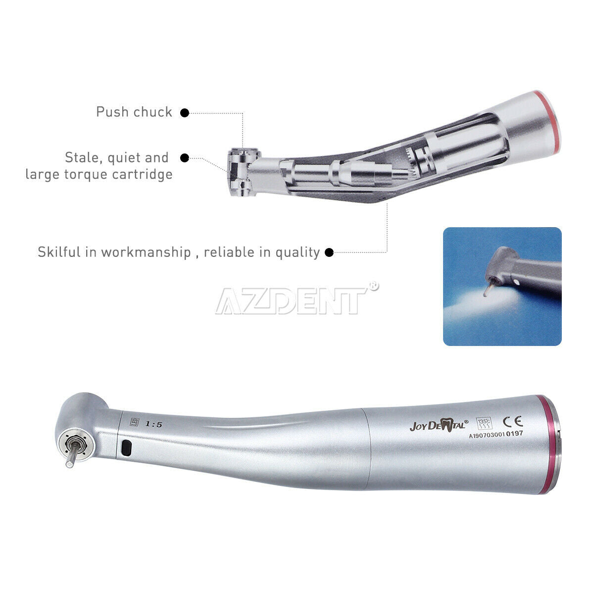Dental Built in Brushless LED Micro Electric Motor +1:5 Fiber Optic Contra Angle