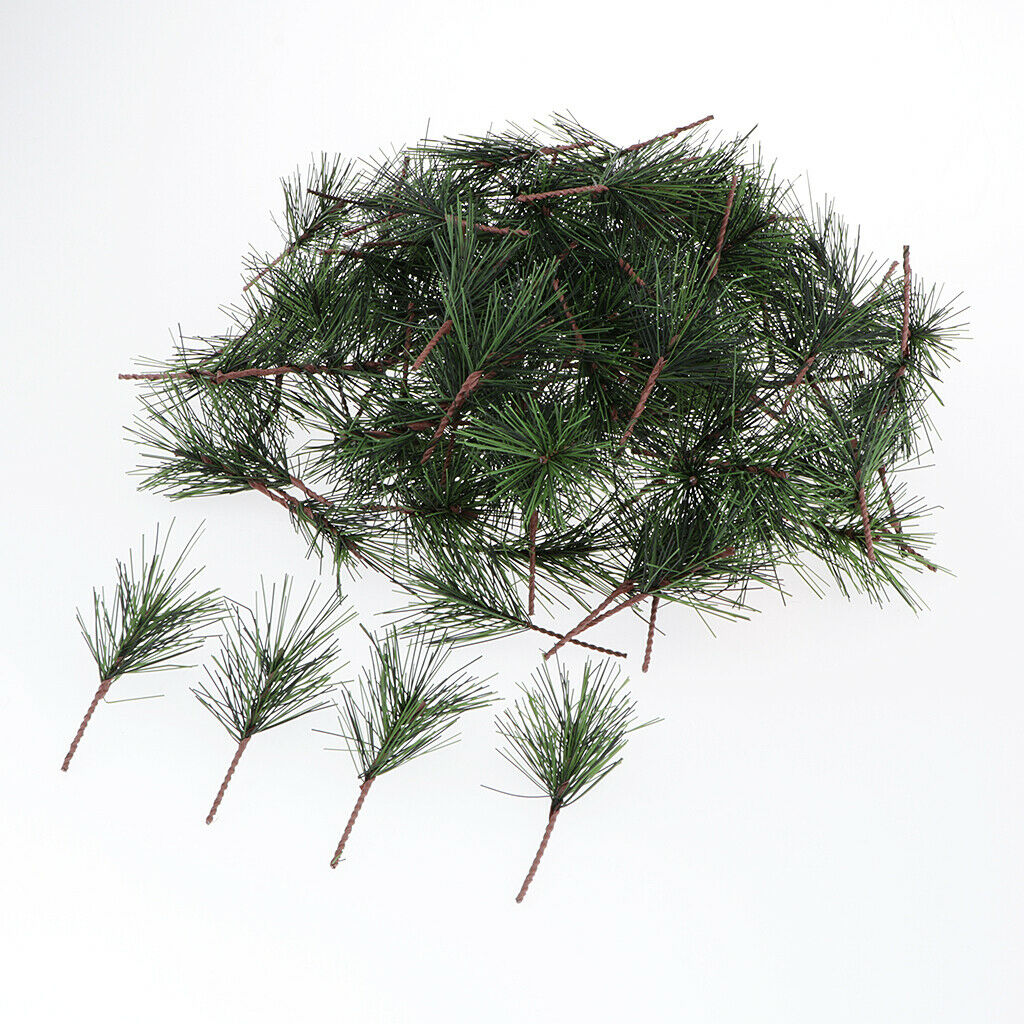 100Pcs Green Pine Needle Artificial Light Leaves Garland Wreath Home Garden