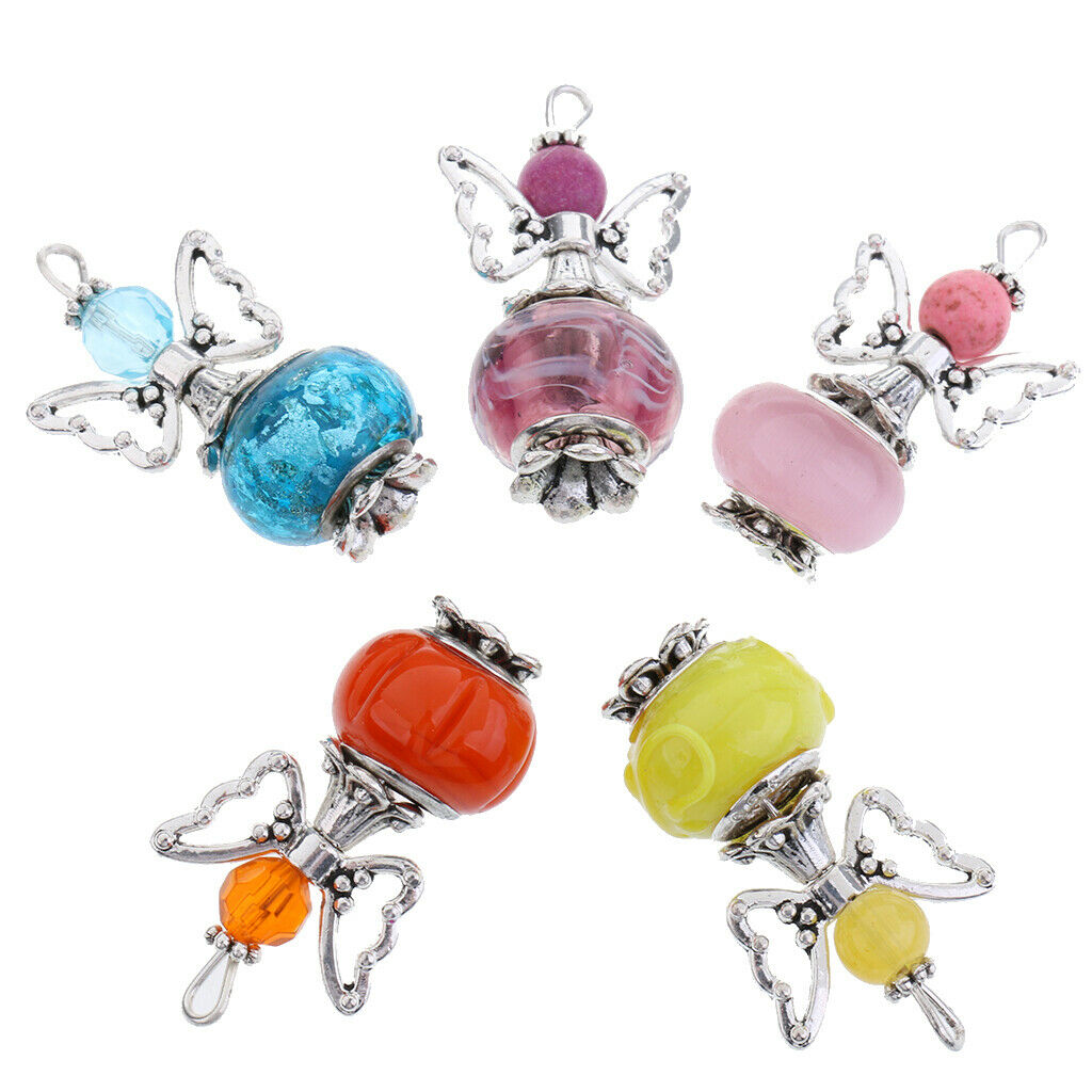 5x Alloy Acrylic Butterfly Wings Angel Charms Pendants For Necklace Making