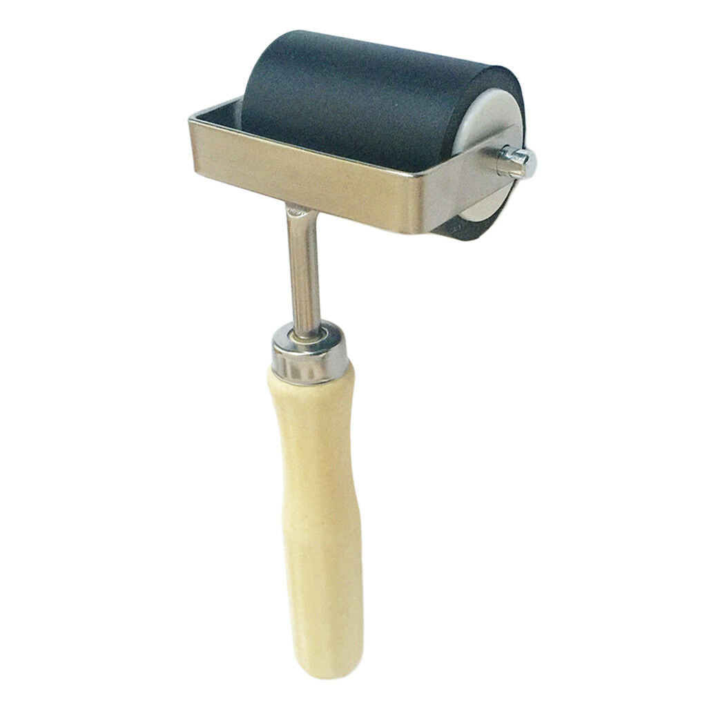 Wooden Handle Hard Rubber Roller Printing Inks Lino Brayer Craft Tool 5cm