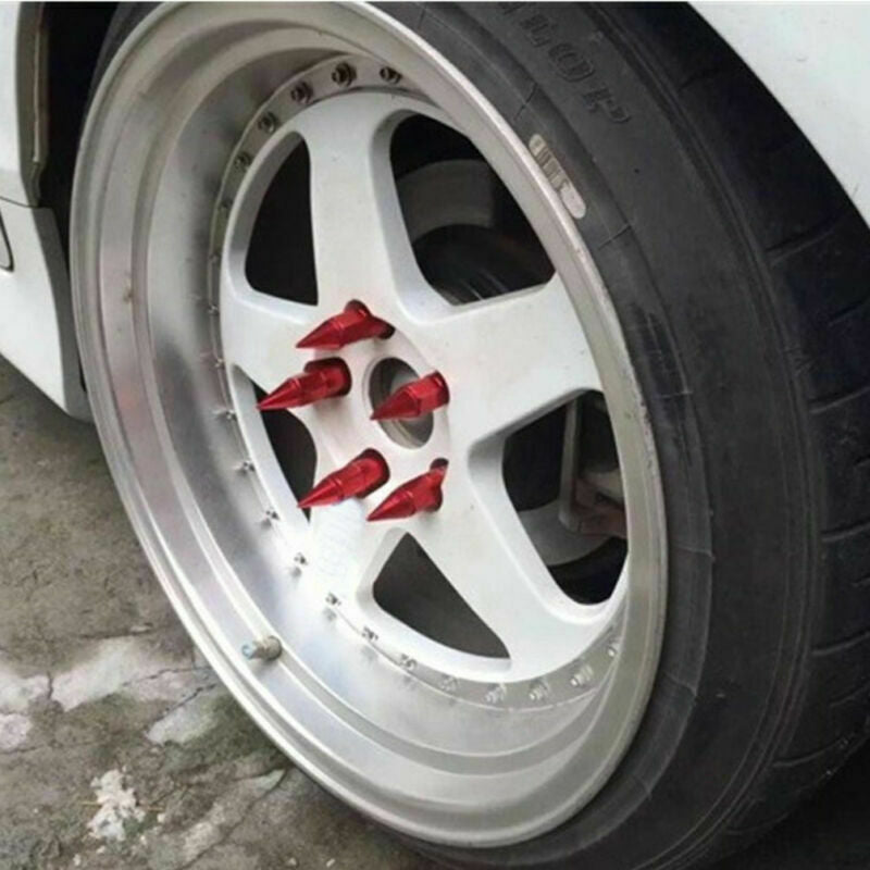 20pc Red M12X1.25 Aluminum Spiked 60mm Extended Tuner Wheels / Rims Lug Nuts