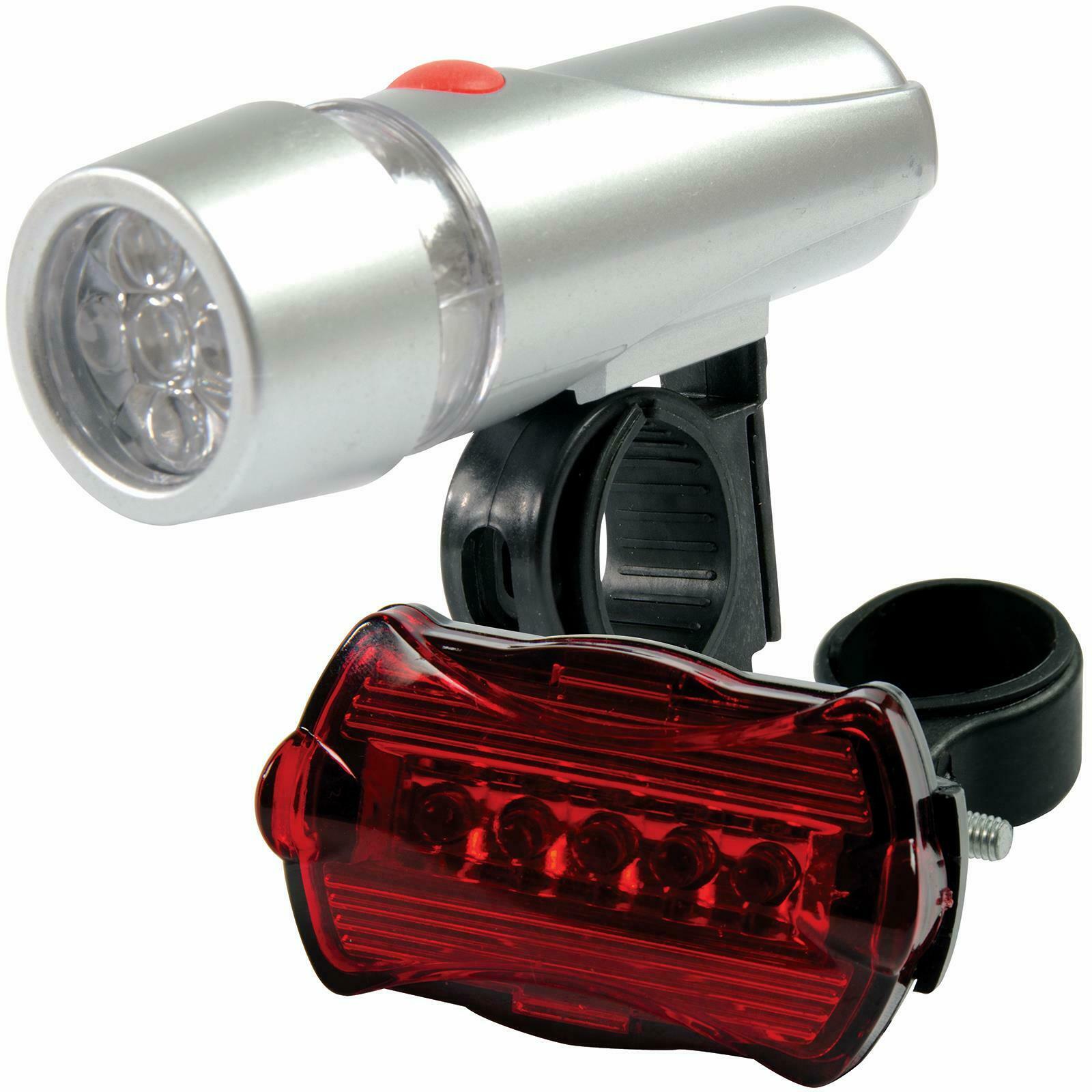 Silverline Bike Lights Cycle Front Rear Bicycle Multi-Function White Red 5 LED